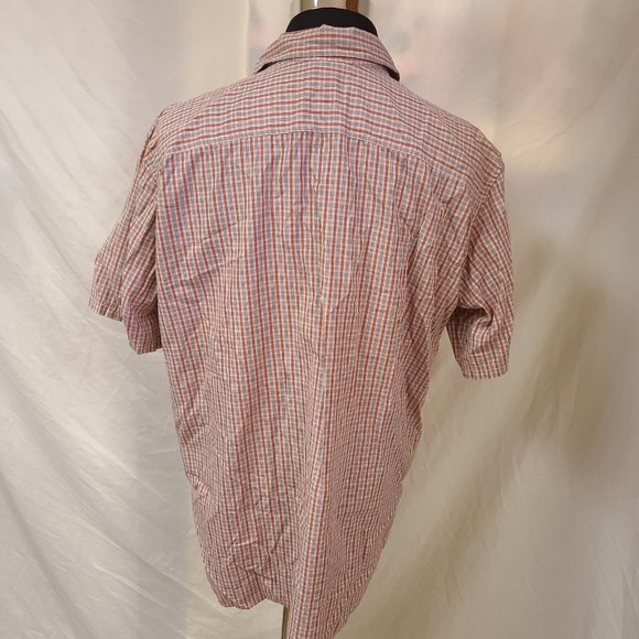 Eddie Bauer Travex Mens Tall XL Red Stripe Plaid Short Sleeve Hike Fish Shirt - Picture 7 of 11